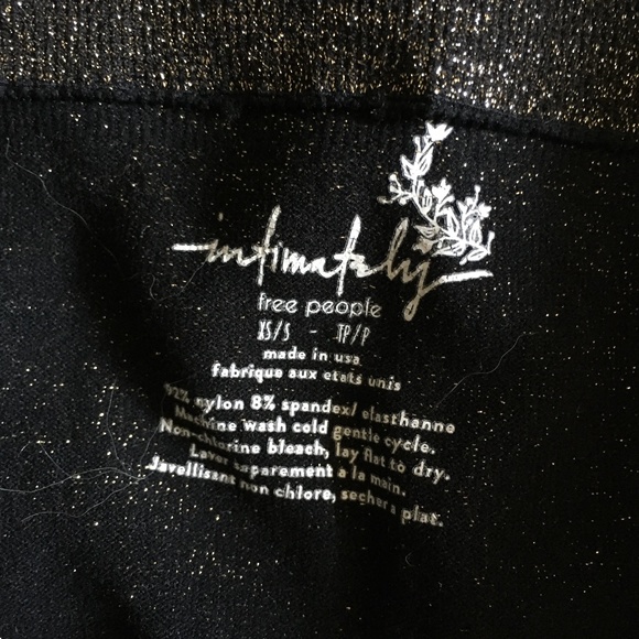 FREE PEOPLE Black + Gold Shimmer Lurex Stretch High Rise Bike Shorts XS/S - Picture 5 of 5